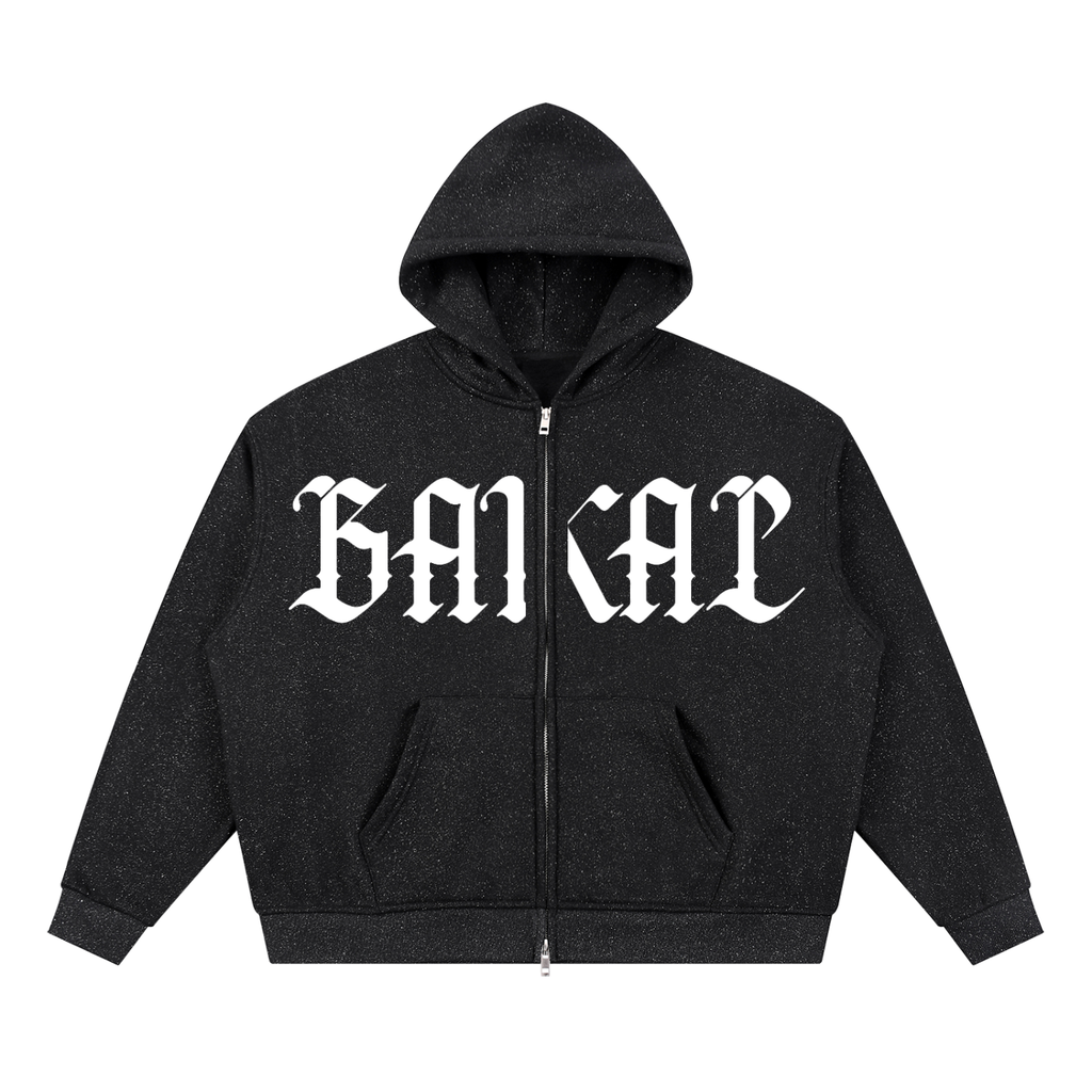 BAIKAL Unisex Sparkles Full Zip Boxy Hoodie