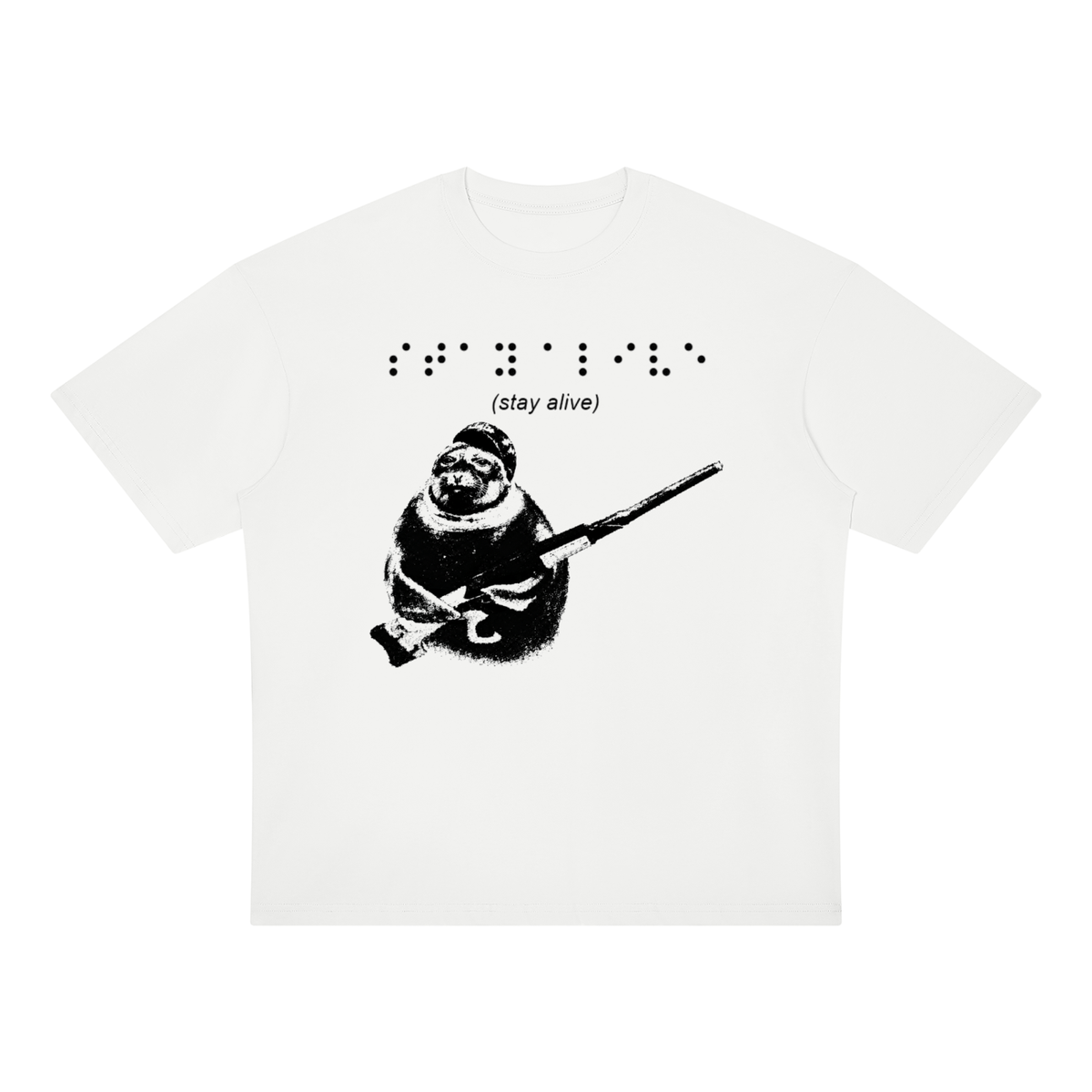 Stay alive brail tee